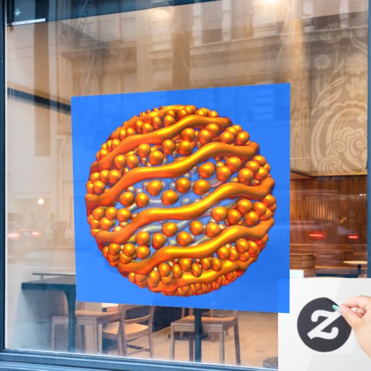Golden Waves Wall Decal Fensteraufkleber (Café-Fenster)