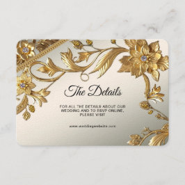 Golden Wavy Blätter Blumen-Detail-Abschlusskarte Begleitkarte