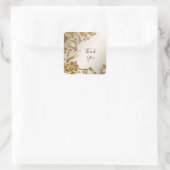 Golden Wavy Blätter Blumenaufkleber Quadratischer Aufkleber (Tasche)