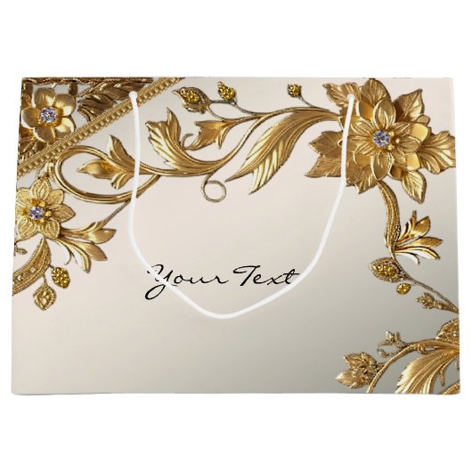 Golden Wavy Blätter Blumengeschenktasche Große Geschenktüte (Vorderseite)