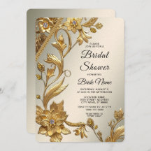 Golden Wavy Blätter Blumenmuster Brautparty