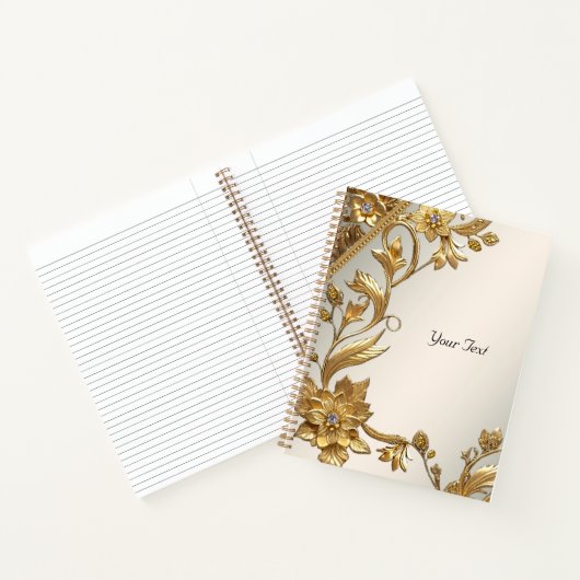 Golden Wavy Blätter BlumenNotebook Notizblock (Innenseite)