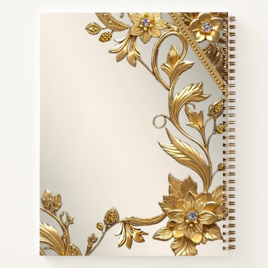 Golden Wavy Blätter BlumenNotebook Notizblock (Rückseite)