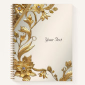 Golden Wavy Blätter BlumenNotebook Notizblock (Vorderseite)