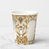 Golden Wavy Blätter Blumenpapierkästen Pappbecher (Rückseite)