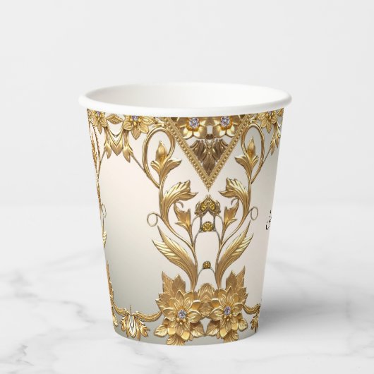 Golden Wavy Blätter Blumenpapierkästen Pappbecher (Vorderseite)