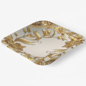 Golden Wavy Blätter Blumenpapierplatte Pappteller (Gewinkelt)