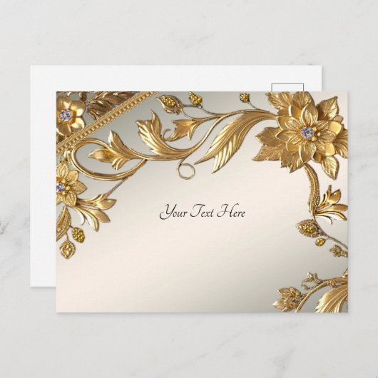 Golden Wavy Blätter Blumenpostkarte Postkarte