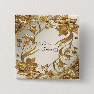 Golden Wavy Blätter Blumentaste Button