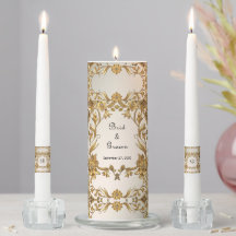 Golden Wavy Blätter Blumenunity Candle Set
