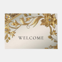 Golden Wavy Blätter Floral Doormat