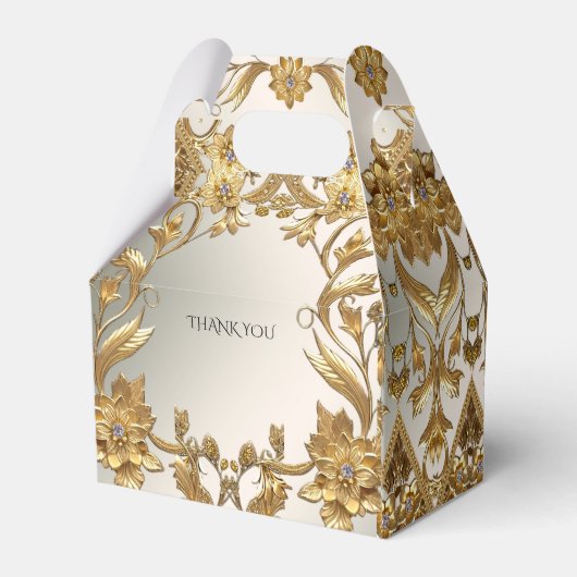Golden Wavy Blätter Floral Gevor Box Geschenkschachtel (Rückseite)