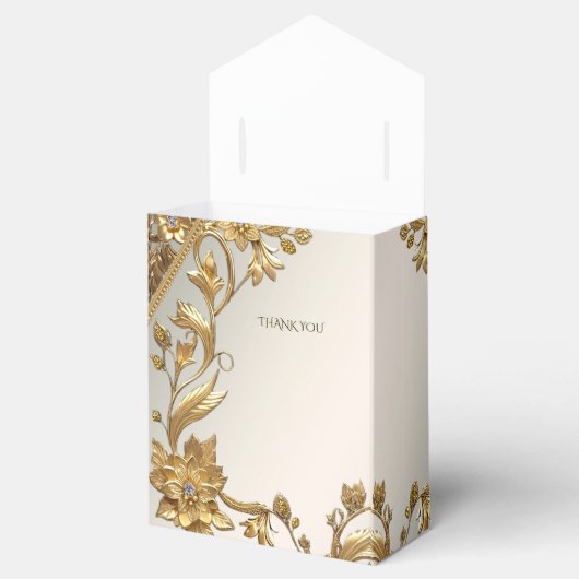Golden Wavy Blätter Floral Gevor Box Geschenkschachtel (Geöffnet)