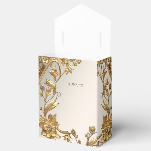 Golden Wavy Blätter Floral Gevor Box Geschenkschachtel (Geöffnet)