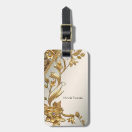 Golden Wavy Blätter Floral Luggage Tag Gepäckanhänger