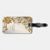 Golden Wavy Blätter Floral Luggage Tag Gepäckanhänger (Rückseite horizontal)