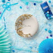 Golden Wavy Blätter floral Pappteller (Party)