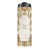 Golden Wavy Blätter Floral Thermal Tumbler Thermosbecher (Vorderseite)