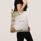 Golden Wavy Blätter Floral Tote Bag Tasche (Von Nahem)