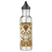 Golden Wavy Blätter Floral Water Flasche Edelstahlflasche (Rechts)