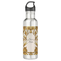 Golden Wavy Blätter Floral Water Flasche