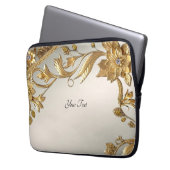 Golden Wavy Blätter floraler Laptop-Sieb Laptopschutzhülle (Vorderseite Links)