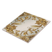 Golden Wavy Blätter Keramik Tile Fliese (Seite)