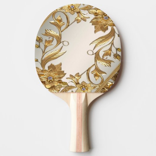 Golden Wavy Blätter Ping Pong Paddle Tischtennis Schläger (Vorderseite)