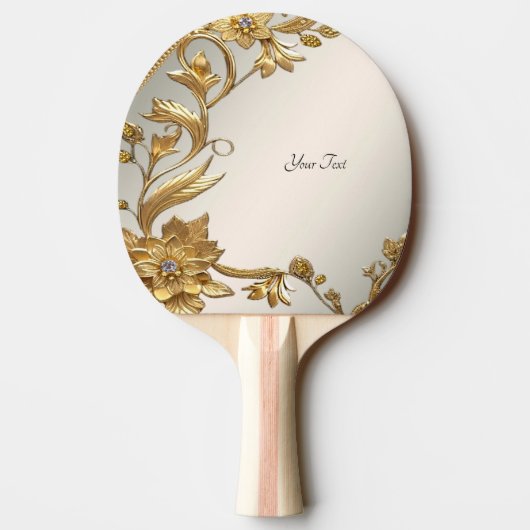 Golden Wavy Blätter Ping Pong Paddle Tischtennis Schläger (Rückseite)