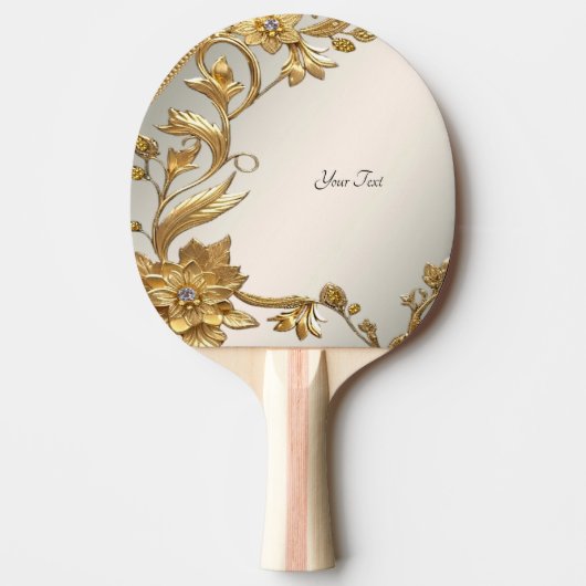 Golden Wavy Blätter Ping Pong Paddle Tischtennis Schläger (Vorderseite)