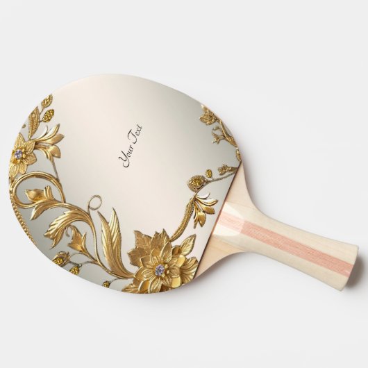 Golden Wavy Blätter Ping Pong Paddle Tischtennis Schläger (Seitenansicht)