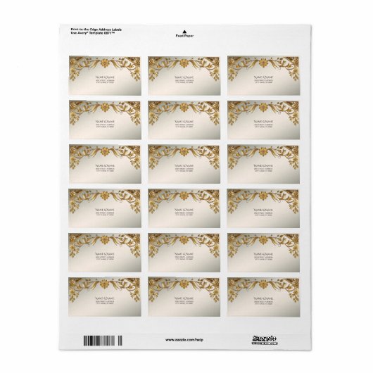 Golden Wavy-Blätter - Rücksendeadresse Adressaufkleber (Vorne)