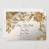 Golden Wavy Blätter Save the Date floral (Vorderseite)