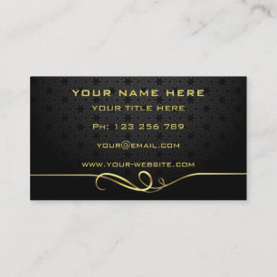 Golden Wavy Ribbon und Gold Text Schwarz Beruflich Visitenkarte