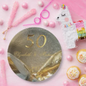 Golden Wedding 50 Jahre Imitats Gold Number Pappteller (Party)
