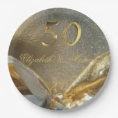 Golden Wedding 50 Jahre Imitats Gold Number Pappteller (Vorderseite)