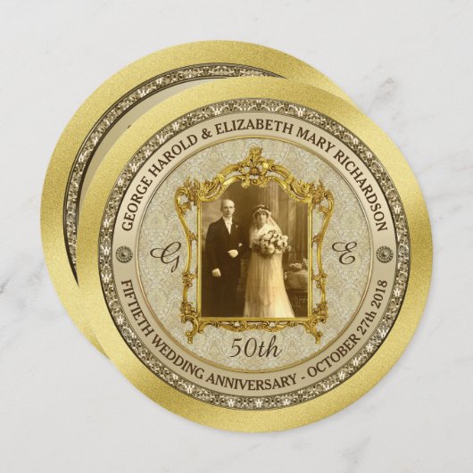 Golden Wedding Anniversary Classic Foto Frame Einladung (Vorne/Hinten)