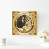 Golden Wedding Anniversary Customizable Photo Gift Quadratische Wanduhr (Zuhause)