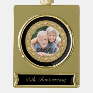 Golden Wedding Anniversary Foto Banner-Ornament Gold