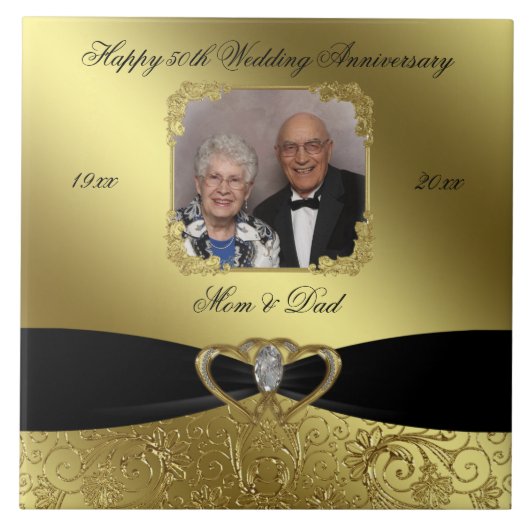 Golden Wedding Anniversary Foto Tile Fliese (Vorderseite)