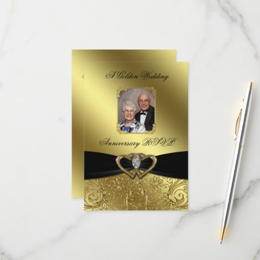 Golden Wedding Anniversary Foto UAWG RSVP Karte (Vorderseite/Rückseite Beispiel)