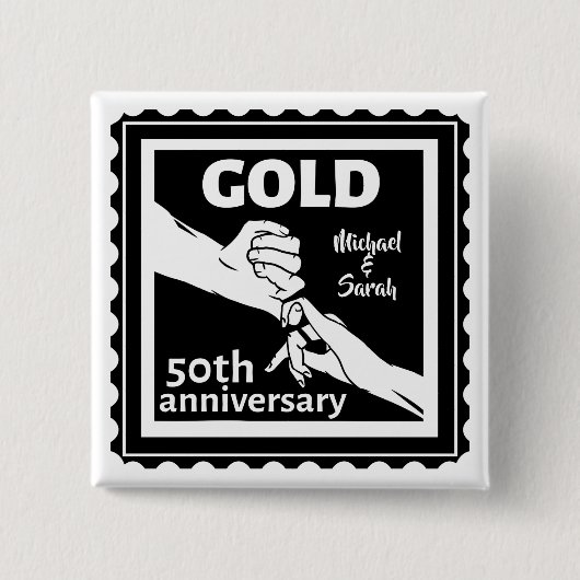 Golden Wedding Anniversary Holding Hands 50th Button (Vorderseite)