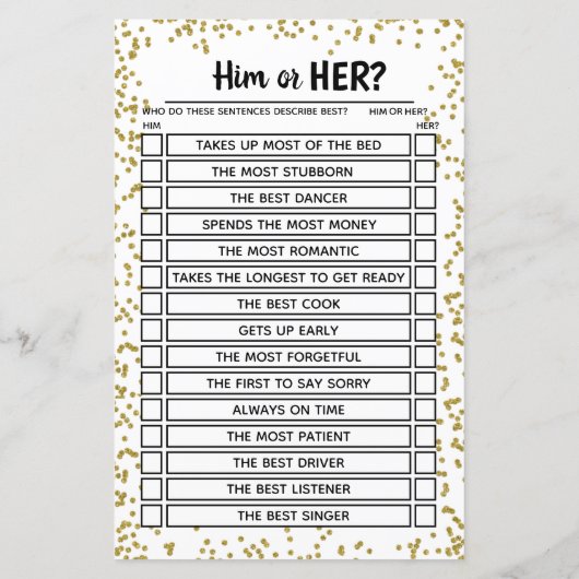 Golden Wedding Anniversary Party Game (Rückseite)