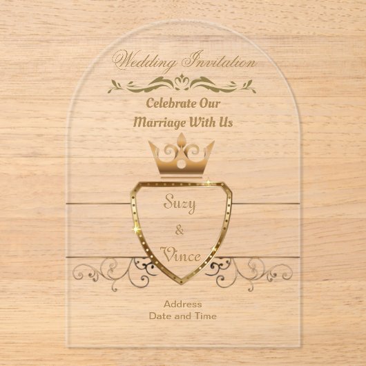 Golden Wedding Clear Acrylic Invitation Card 22 Acryleinladungen (Vorderseite)