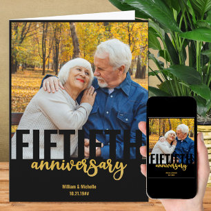 Golden Wedding Foto Modernes 50-jähriges Jubiläum Karte
