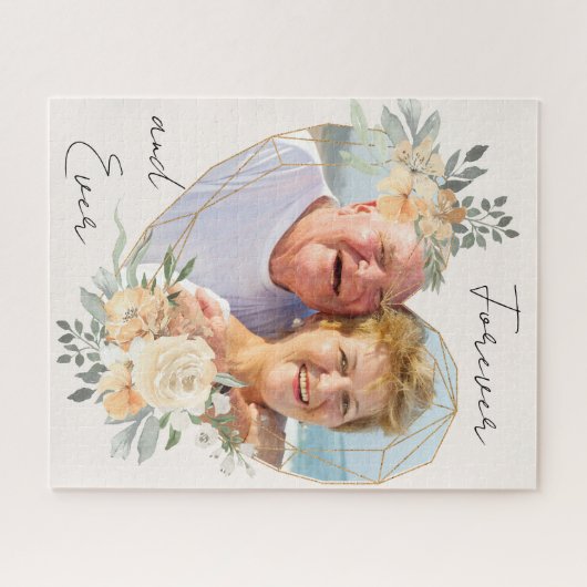 Golden Wedding Heart Forever and Ever Foto Puzzle (Horizontal)