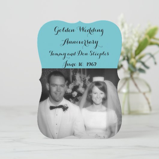 Golden Wedding Jubiläum #3 Farbe 6DC5D0 Einladung (Stehend Vorderseite)