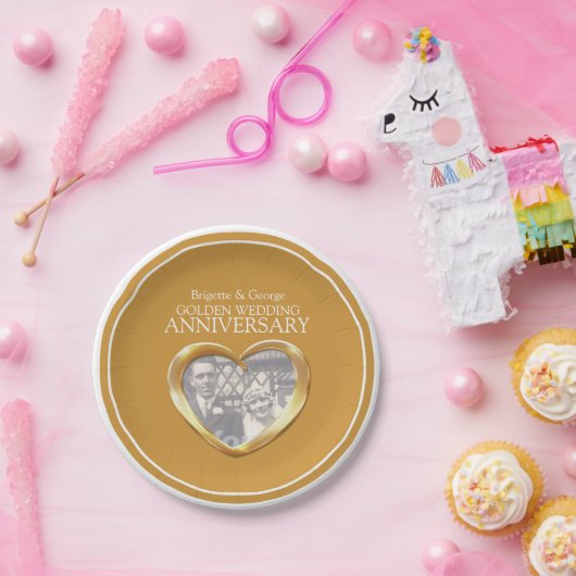Golden Wedding Jubiläum Foto Herzplatte Pappteller (Party)