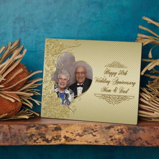 Golden Wedding Jubiläum Foto Plaque Fotoplatte (Seite)