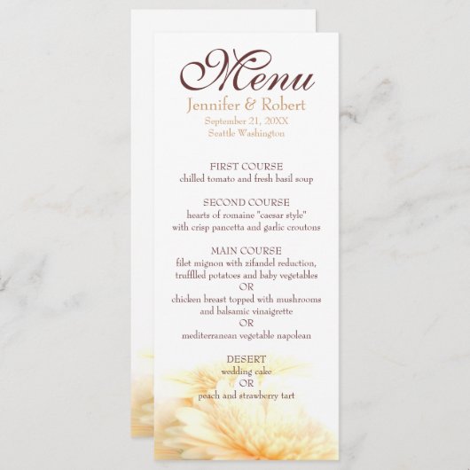 Golden Wedding Menu Card Menükarte (Vorne/Hinten)